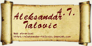 Aleksandar Talović vizit kartica